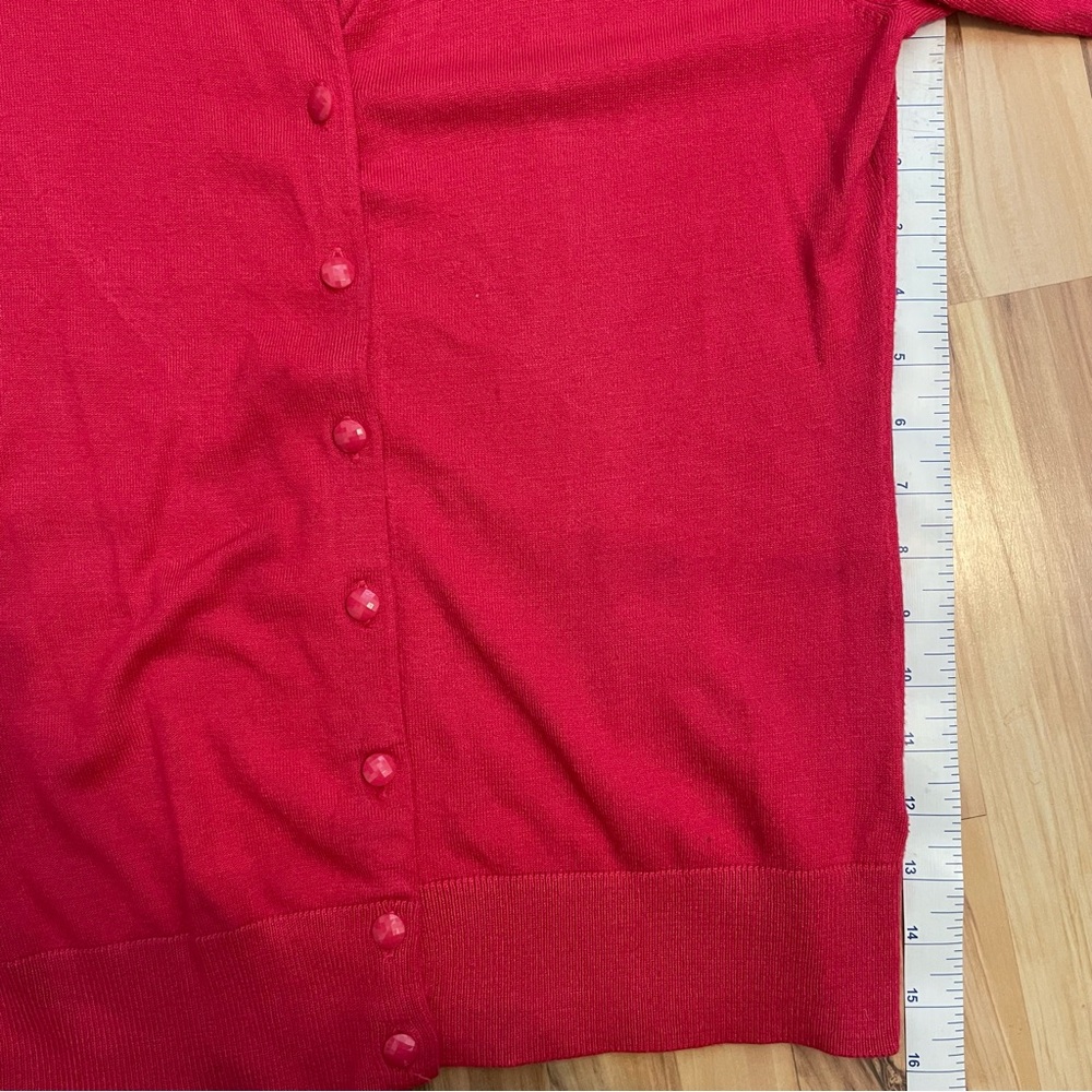 Raspberry colored button down cardigan - Picture 4 of 8
